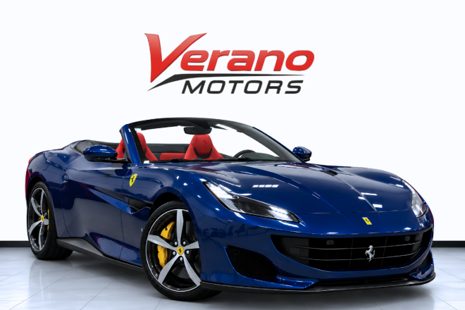 2019 Ferrari Portofino for sale in Dubai, metallic blue with red interior – photo 1