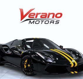 2017 Ferrari 488 Spider for sale in Dubai, Nero with yellow stripes – photo 1