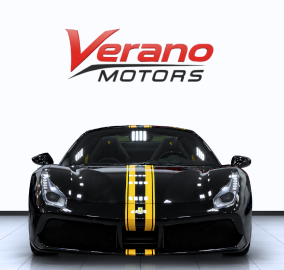 2017 Ferrari 488 Spider for sale in Dubai, Nero with yellow stripes – photo 4